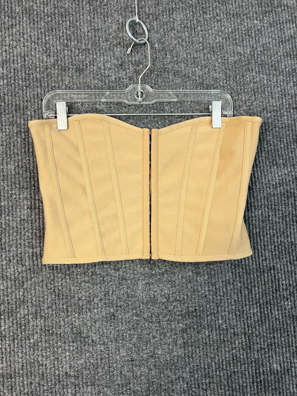 Pretty Little Thing Womens Corset Top Tan Size 14 Hook And Eye Renaissance